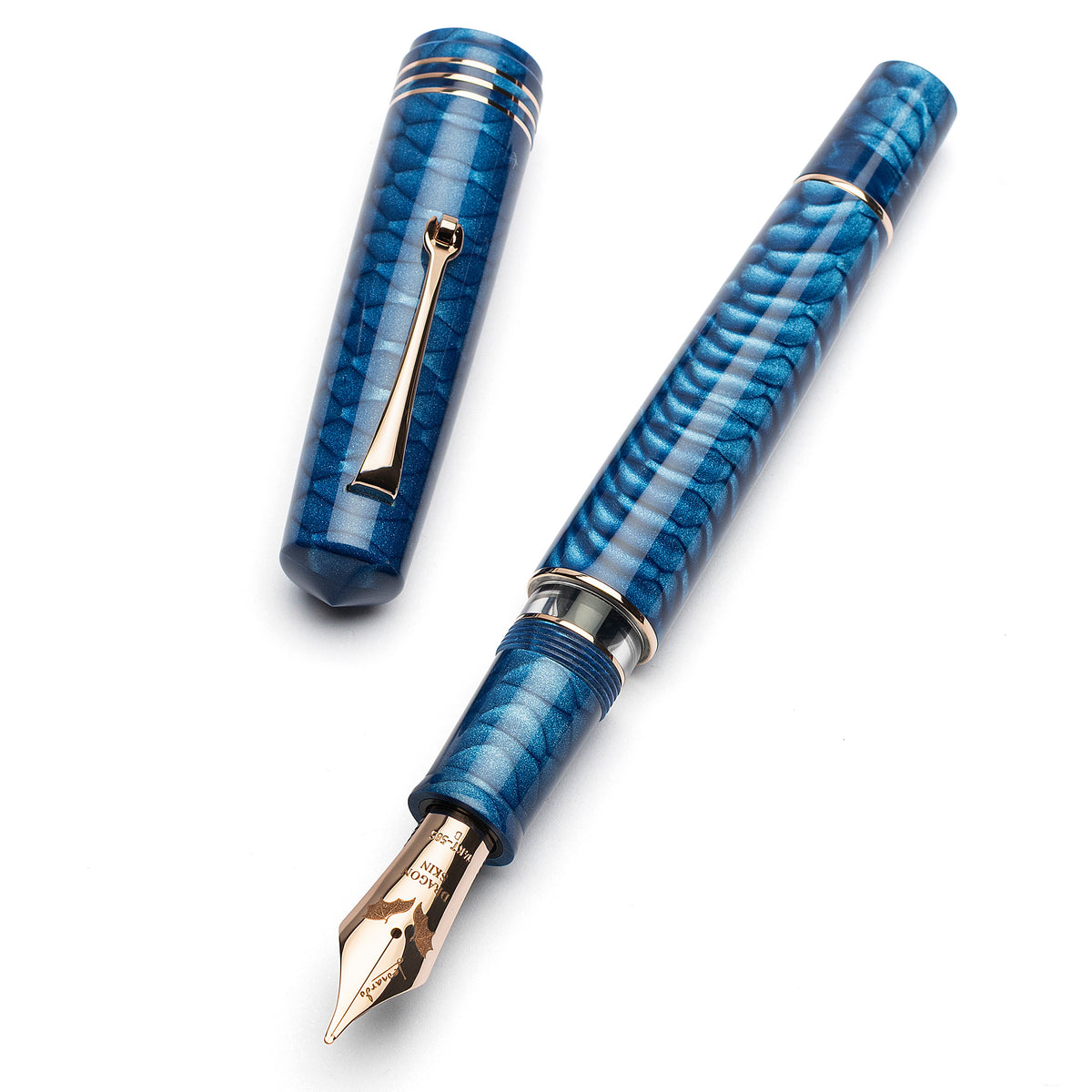 3692◆デュポン◆万年筆◆定価179,300円◆ドラゴン～ギヨシェ彫刻ブルー◆ MZG2.0 Dragon skin blue – #8 gold nib – leonardopen