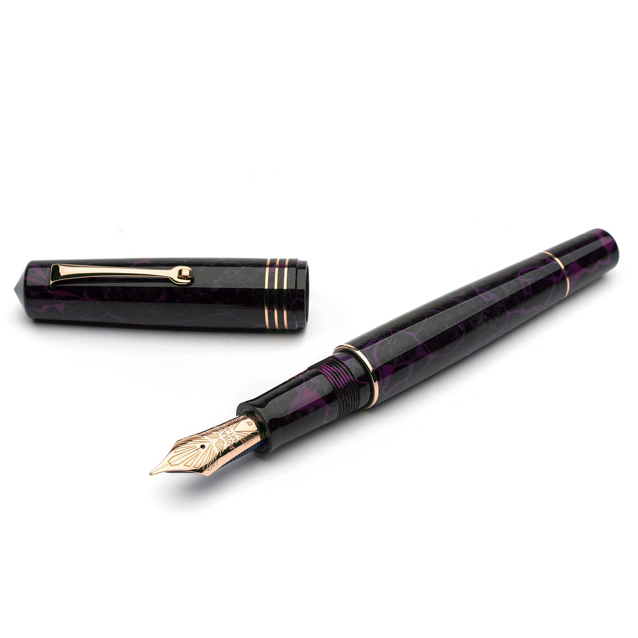 MZG Purple/grey celluloid - #8 la Fenice gold nib – leonardopen