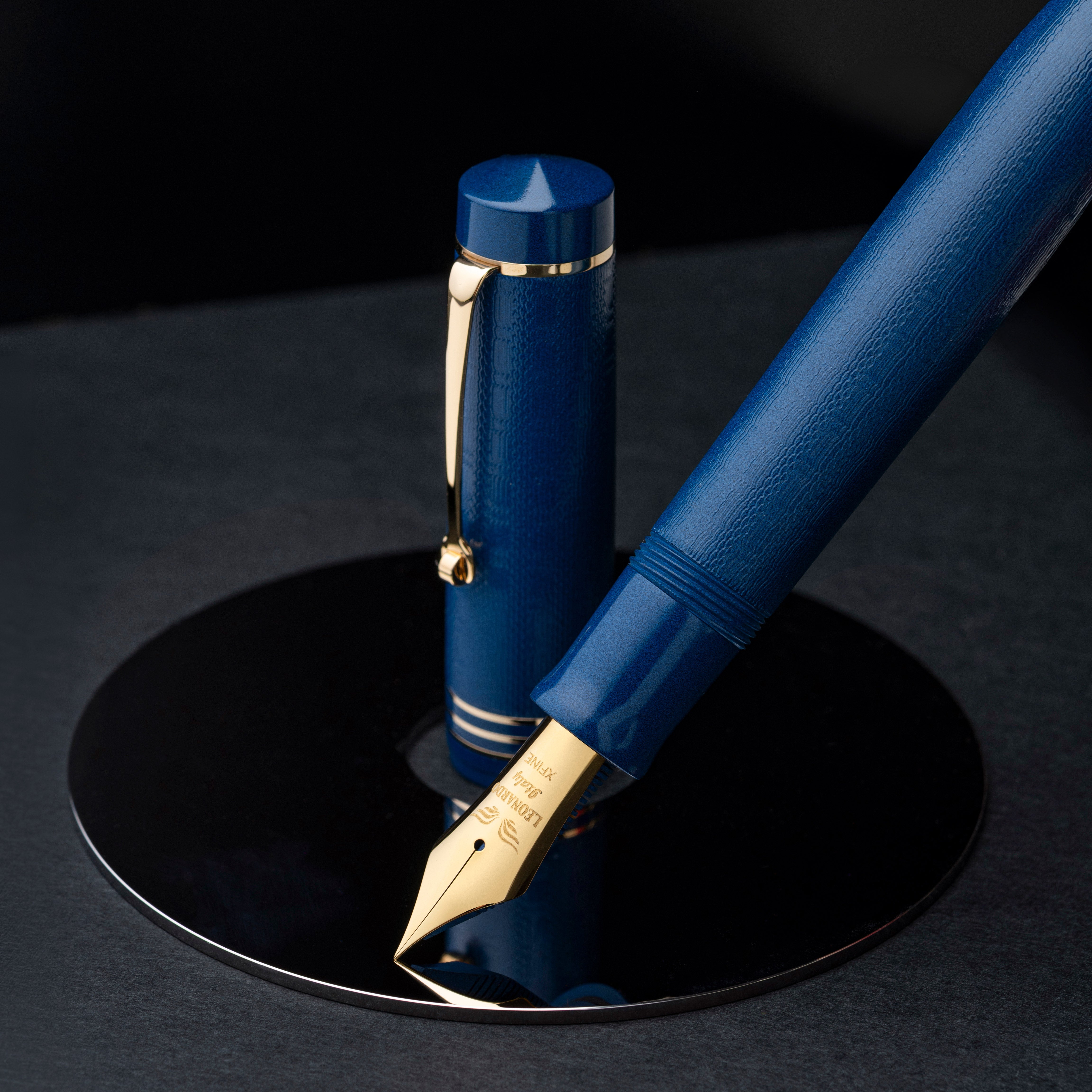 Audace Art Nouveau ebonite Blue - Gold trim – leonardopen