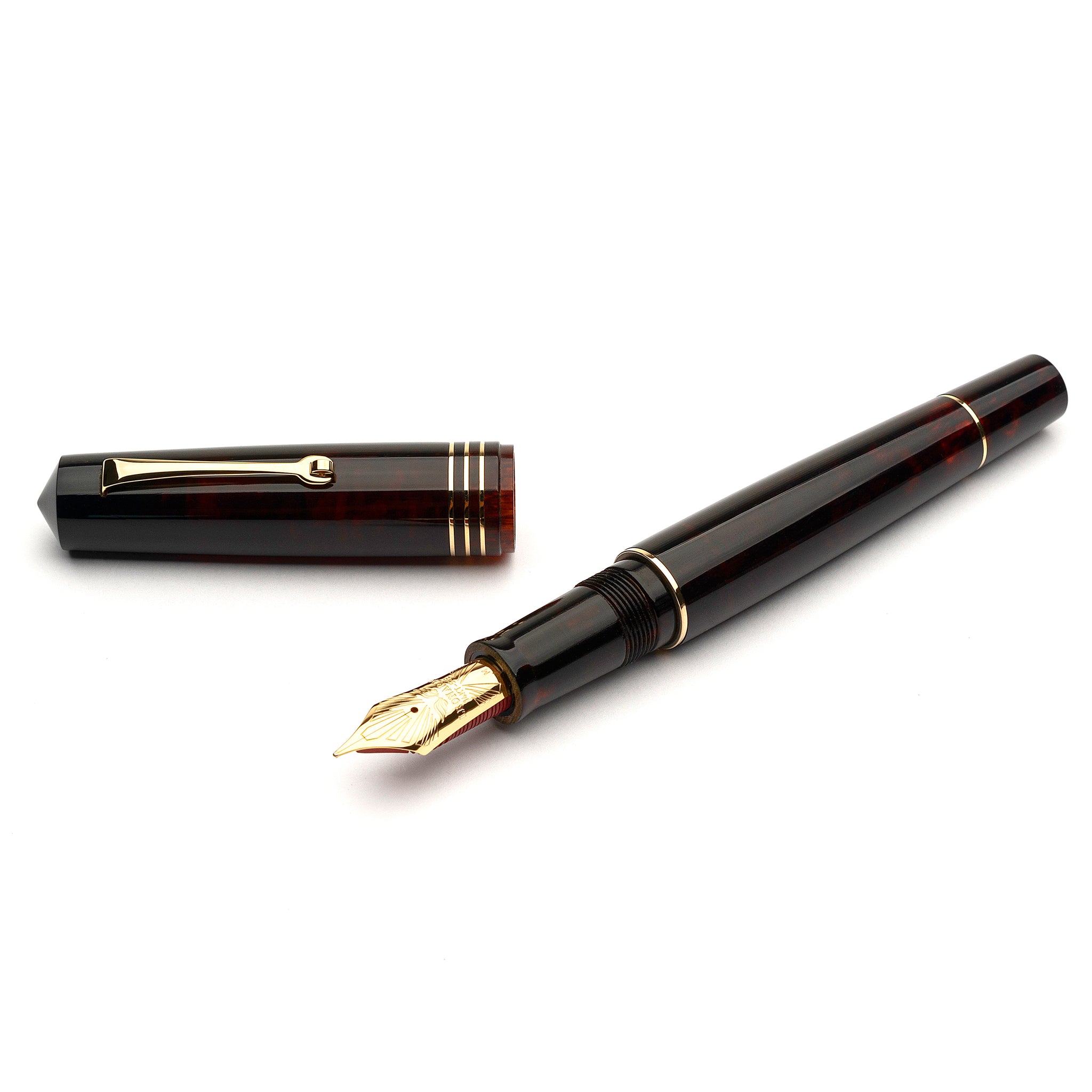 MZG Amber authentic celluloid - NEW #8 gold nib 