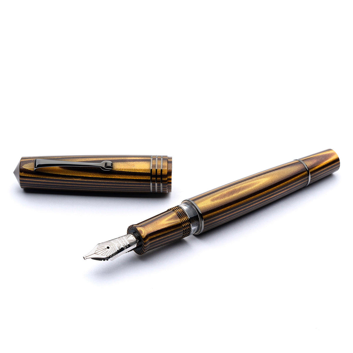 MZG Arco marrone/oro cellulose acetate - ruthenium - nib #6 – leonardopen